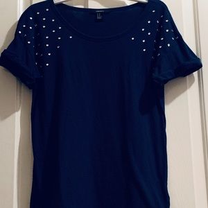Blue T-Shirt with Jewel details